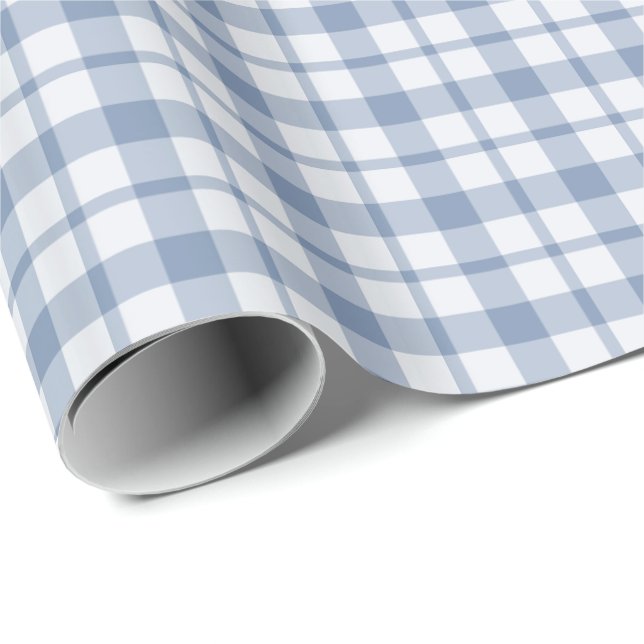 Papier Cadeau Papier d'emballage blanc et bleu d'Indigo Preppy C (Coin rond)