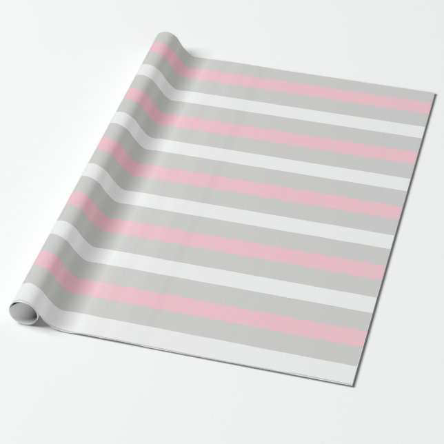 Papier Cadeau Papier d'emballage blanc et gris rose bébé (Déroulé)