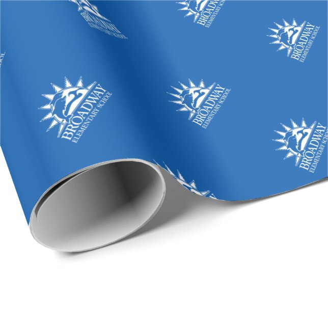 Papier Cadeau Papier d'emballage bleu élémentaire Broadway (Coin rond)