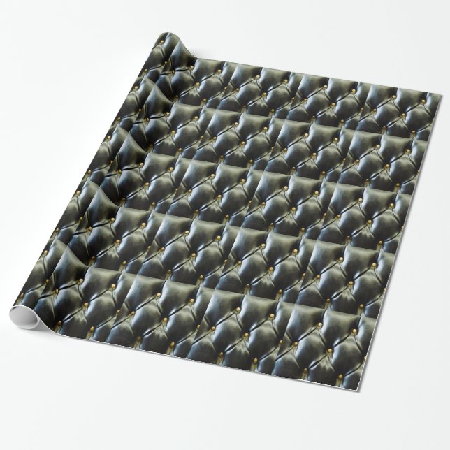 Papier Cadeau Papier d'emballage boutonné de cuir (Déroulé)