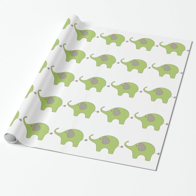 Papier Cadeau Papier d'emballage brillant de bébé d'éléphant, 2' (Déroulé)
