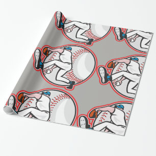 Papier Cadeau Papier d'emballage brillant de broc de base-ball