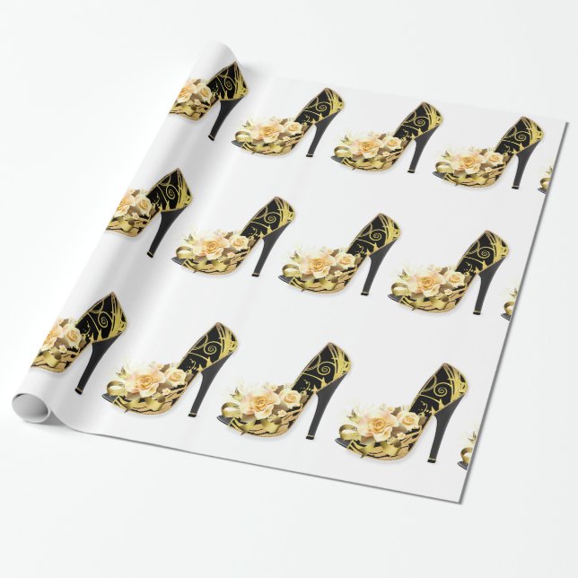 Papier Cadeau Papier d'emballage brillant de chaussure élégante, (Déroulé)
