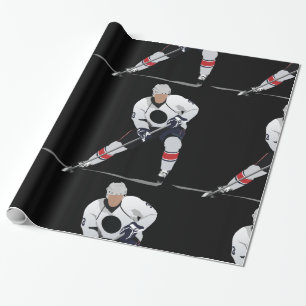 Papier Cadeau Papier d'emballage brillant de joueur de hockey de