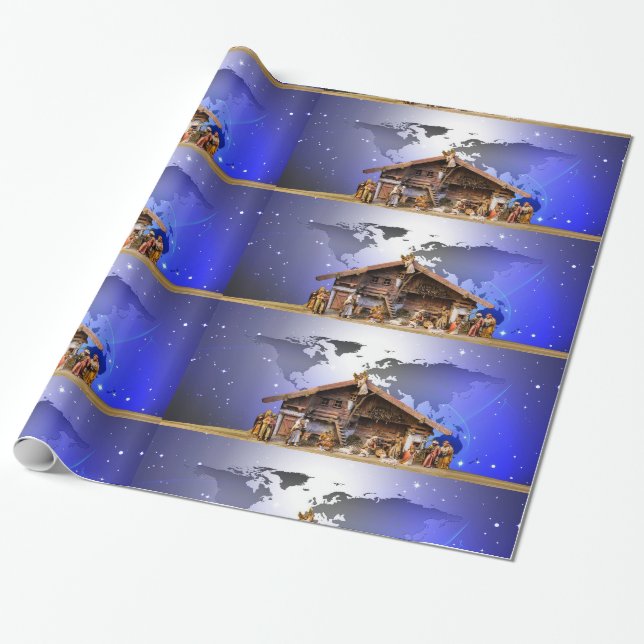 Papier Cadeau Papier d'emballage brillant de nativité (Déroulé)