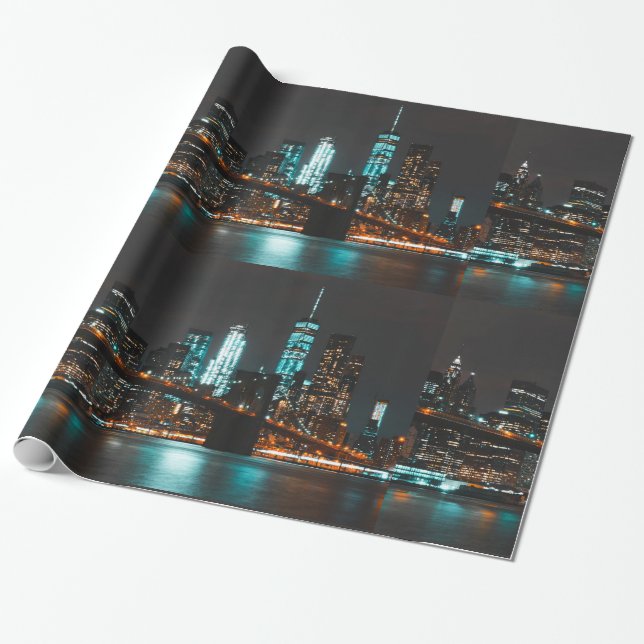 Papier Cadeau Papier d'emballage brillant de New York (Déroulé)