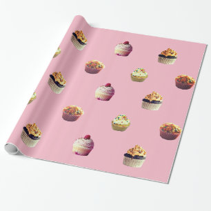 Papier Cadeau Papier d'emballage brillant de petits gâteaux