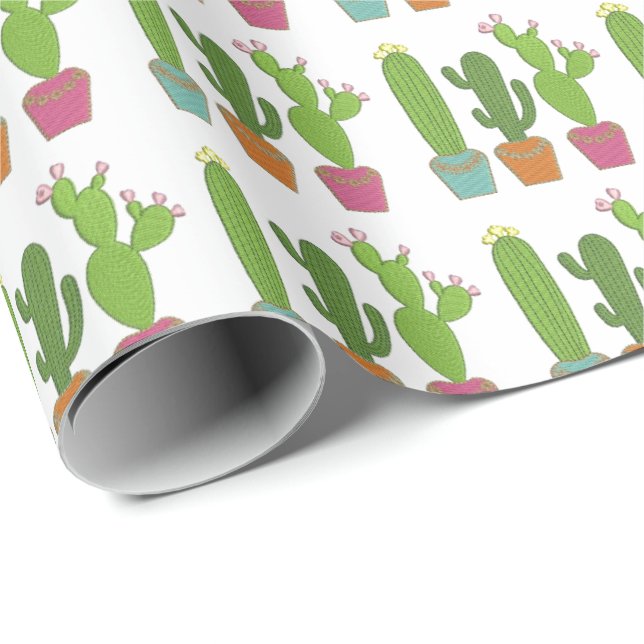 Papier Cadeau Papier d'emballage - Cactus (Coin rond)