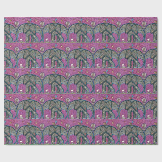 Papier Cadeau Papier d'emballage cadeau d'amour d'éléphant (Plat)
