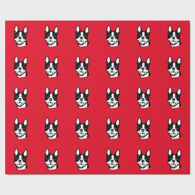 Papier Cadeau Papier d'emballage cadeau de Boston Terrier (Couture)
