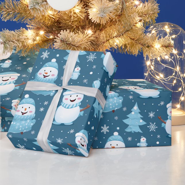 Papier Cadeau papier d'emballage cadeau de noël bonhomme de neig (Vacances)