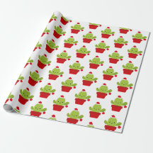 Papier d'emballage cadeau de Noël de cactus