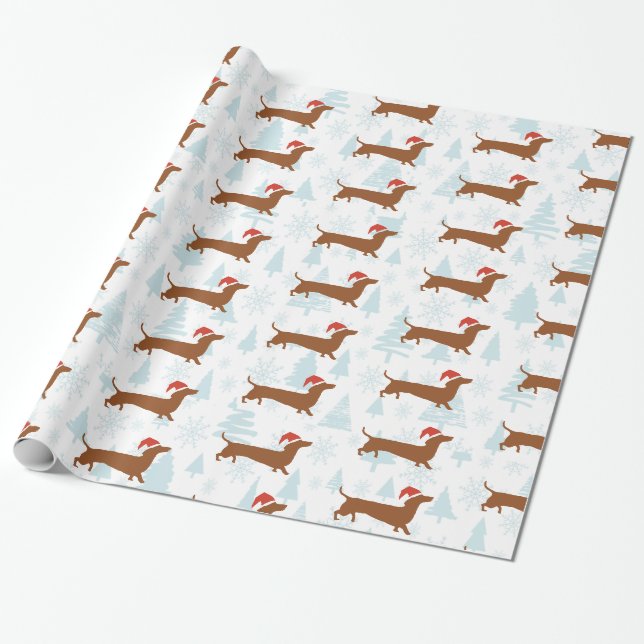 Papier Cadeau Papier d'emballage cadeau de Noël de teckel de (Déroulé)