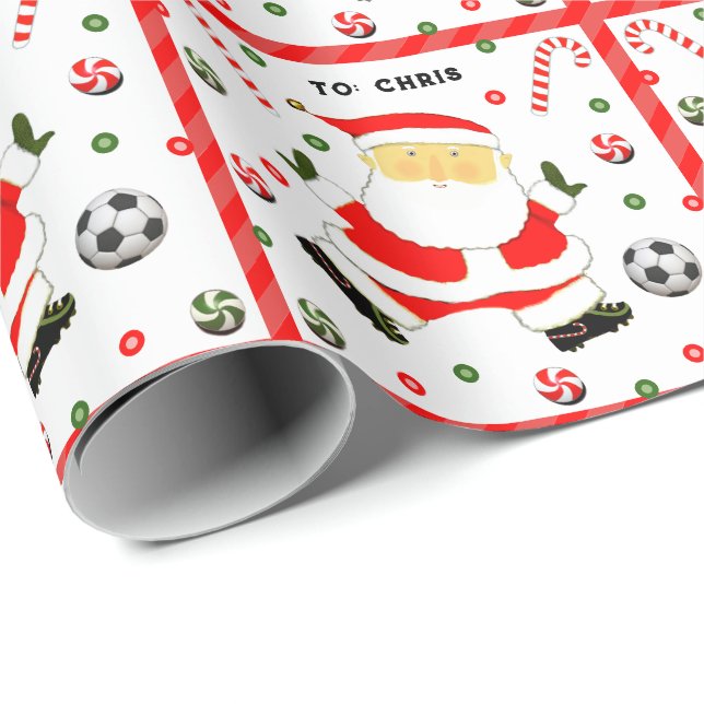 Papier Cadeau Papier d'emballage cadeau de vacances de football (Coin rond)