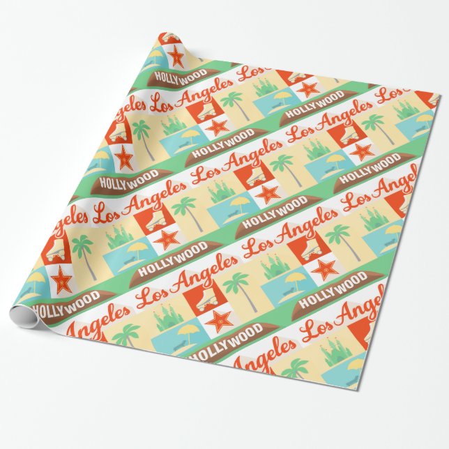 Papier Cadeau papier d'emballage cadeau d'icônes de Los Angeles (Déroulé)
