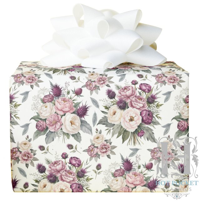 Papier Cadeau Papier d'emballage cadeau floral mauve aquarelle (Créateur téléchargé)
