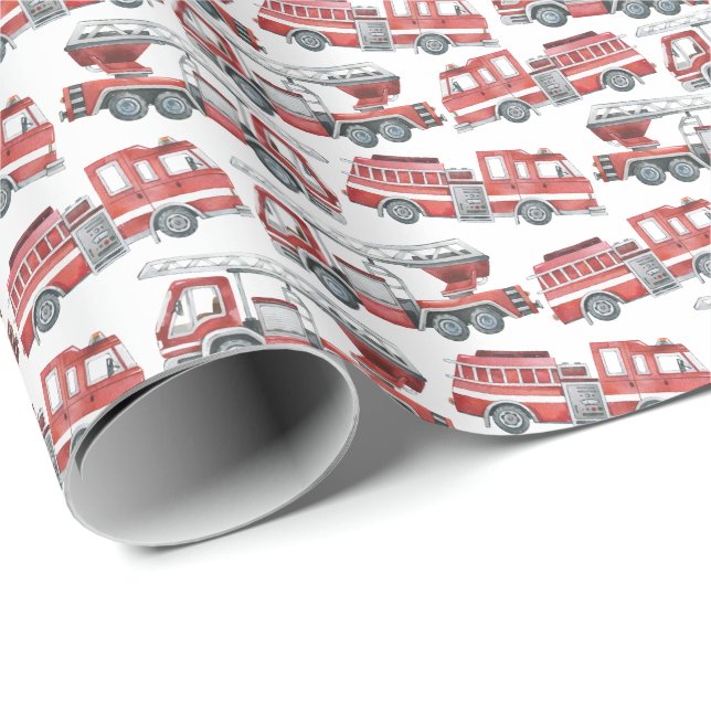 Papier Cadeau Papier d'emballage cadeau pour camion de pompiers (Coin rond)