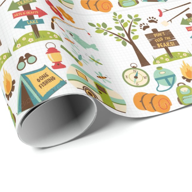 Papier Cadeau Papier d'emballage campant de motif (Coin rond)