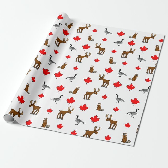Papier Cadeau Papier d'emballage canadien d'animaux et de (Déroulé)