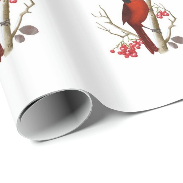 Papier Cadeau Papier d'emballage cardinal rouge (Coin rond)