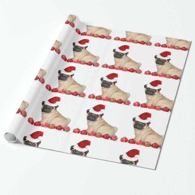 Papier Cadeau Papier d'emballage Carlin de Noël (Déroulé)