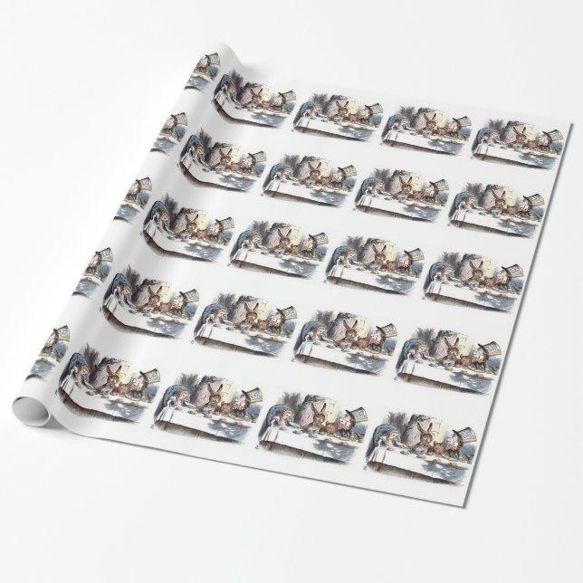 Papier Cadeau Papier d'emballage carrelé par pastels fous de thé (Déroulé)