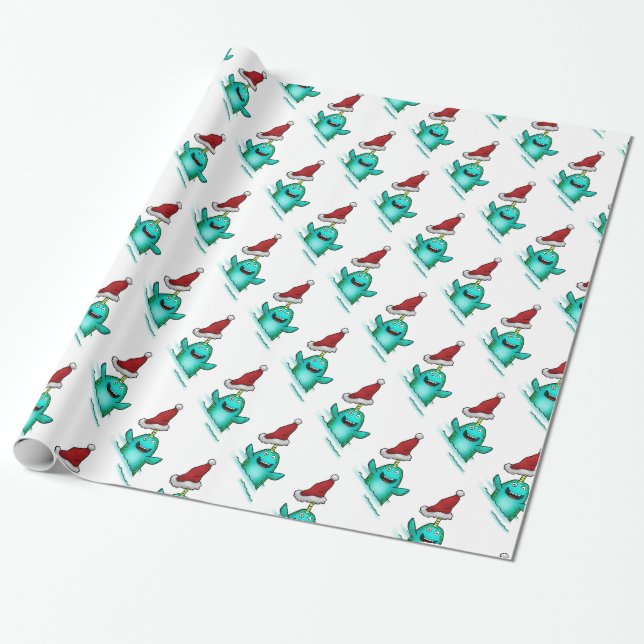 Papier Cadeau Papier d'emballage, casquette de Norwhal Père Noël (Déroulé)