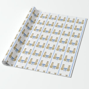 Papier Cadeau Papier d'emballage Cheetah et arcs bleus
