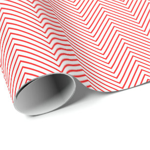 Papier Cadeau Papier d'emballage Chevron Line - Rouge sur blanc