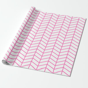 Papier Cadeau Papier d'emballage Chevron - rose sur blanc  XL 