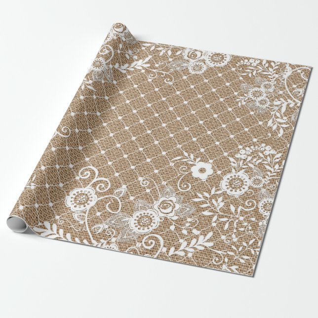 Papier Cadeau Papier d'emballage chic minable de dentelle et de (Déroulé)
