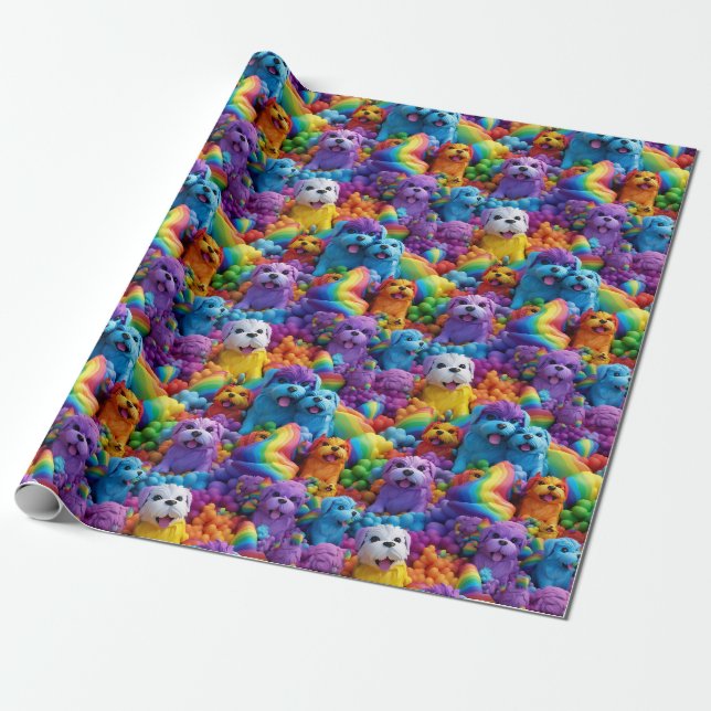Papier Cadeau Papier d'emballage - Chiots de fierté 1 (Déroulé)
