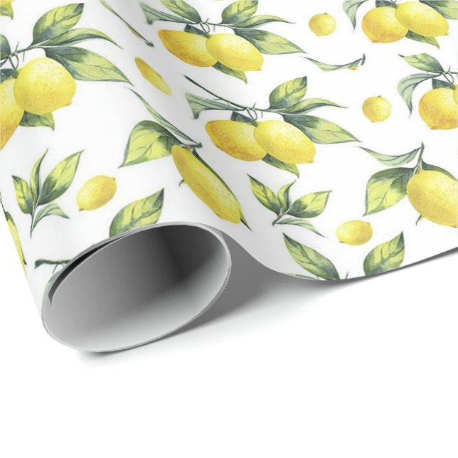 Papier Cadeau Papier d'emballage - citrons (Coin rond)