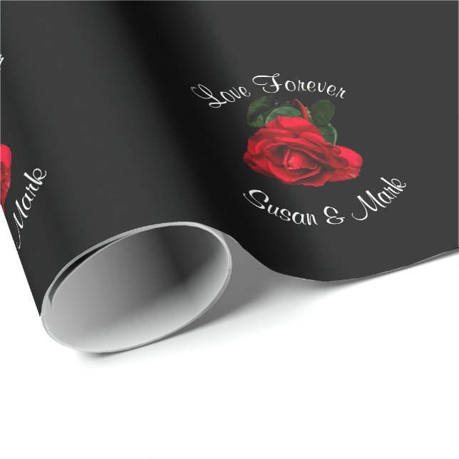 Papier Cadeau Papier d'emballage, collection de rose rouge (Coin rond)