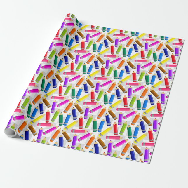 Papier Cadeau Papier d'emballage coloré de crayons (Déroulé)