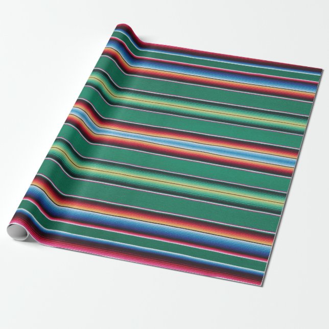 Papier Cadeau Papier d'emballage, copie de serape, verte (Déroulé)