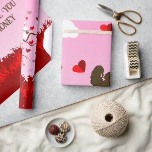 Papier Cadeau papier d'emballage couple romantique