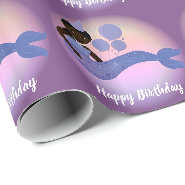 Papier Cadeau Papier d'emballage d'Afro-américain pourpre de (Coin rond)