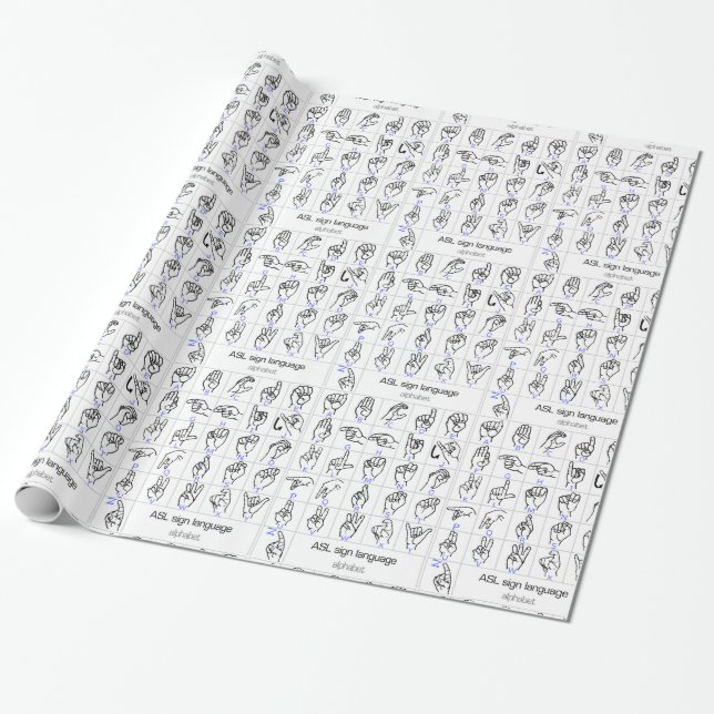 Papier Cadeau Papier d'emballage d'ALPHABET de LANGUE DES SIGNES (Déroulé)