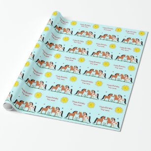 Papier Cadeau Papier d'emballage d'amis de cheval de