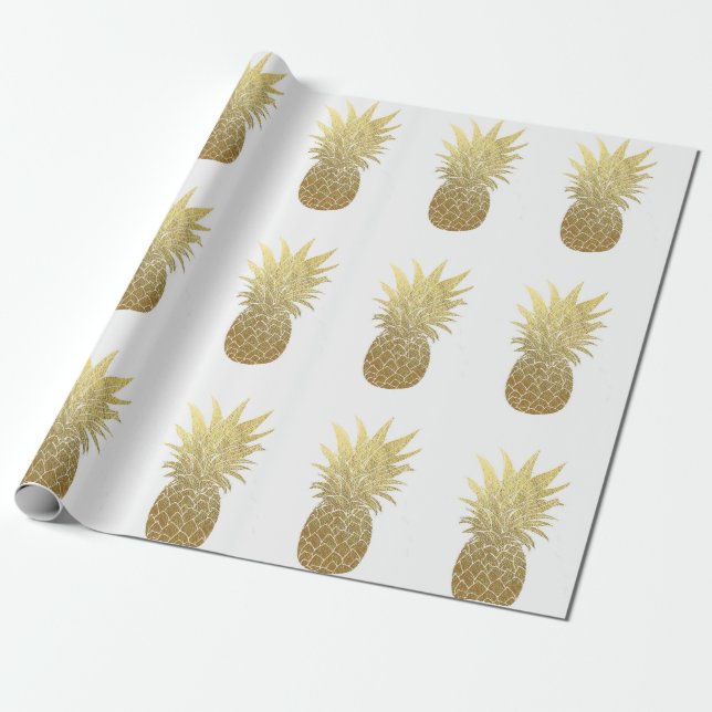 Papier Cadeau Papier d'emballage d'ananas de feuille d'or de (Déroulé)
