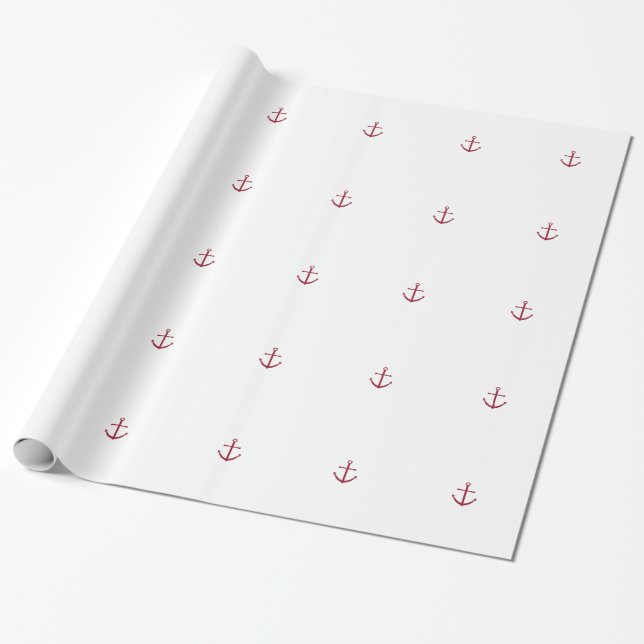 Papier Cadeau Papier d'emballage d'Ancre rouge nautique (Déroulé)