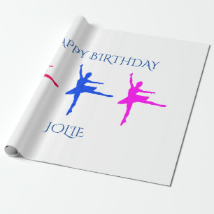 Papier Cadeau Papier d'emballage d'anniversaire Ballerina.  Nom 