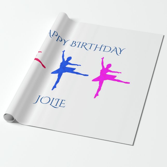 Papier Cadeau Papier d'emballage d'anniversaire Ballerina.  Nom  (Déroulé)