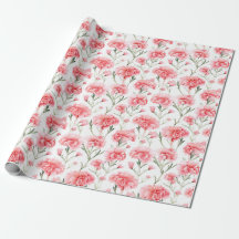 Papier d'emballage d'aquarelle florale - Oeillets
