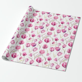 Papier Cadeau Papier d'emballage d'aquarelle florale - Tulipes