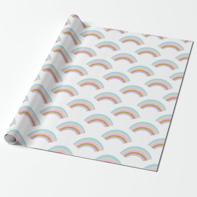 Papier Cadeau Papier d'emballage d'arc-en-ciel en pastel (Déroulé)