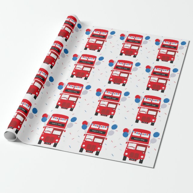 Papier Cadeau Papier d'emballage d'autobus rouge de Londres (Déroulé)