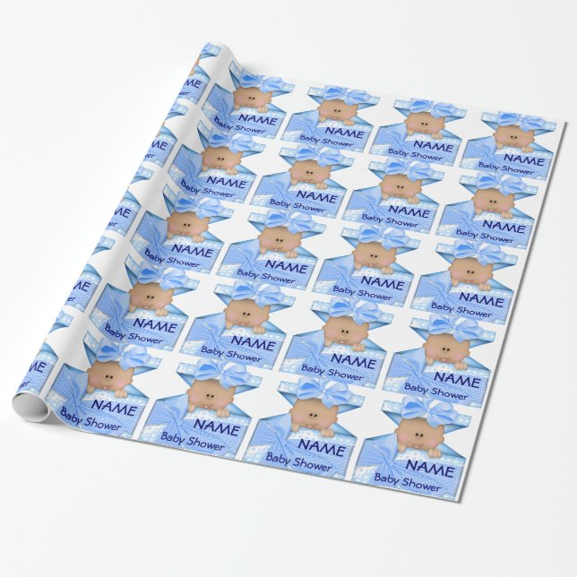 Papier Cadeau Papier d'emballage de baby shower de garçon (Déroulé)