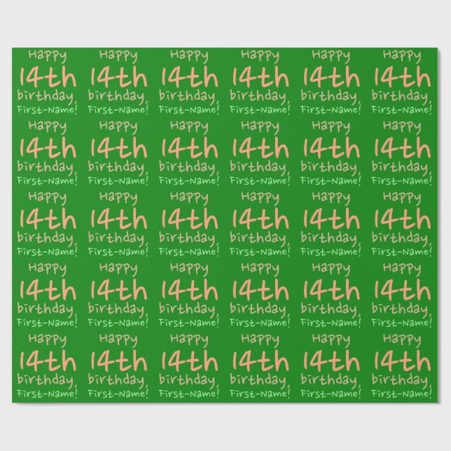 Papier Cadeau Papier d'emballage de base 14e anniversaire (Plat)